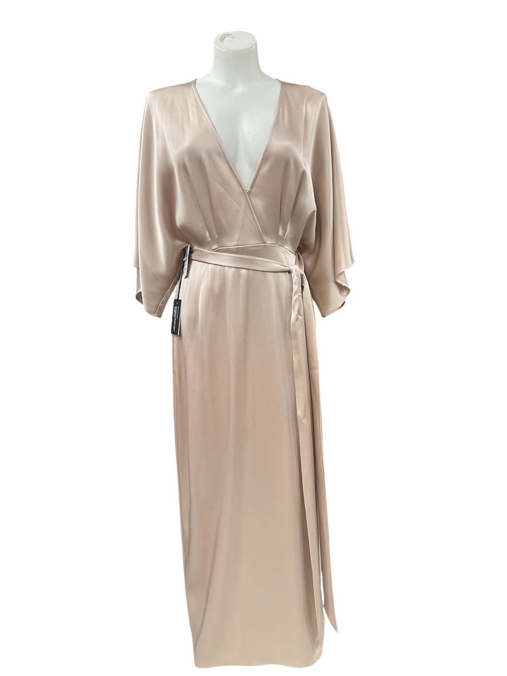 Babaton Satin Wrap Robe in Blush Gold Size M